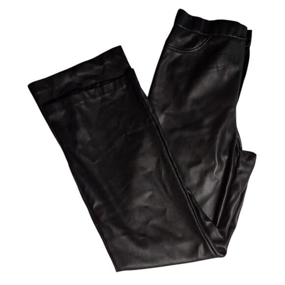 Zara Black Vegan Leather Pants L – Chic Straight Leg | Fall Staple, Sleek Fit - Picture 1 of 8